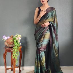 Rangtulika Ethnics Striped Zari Poly Georgette Ready to Wear Saree-image-82