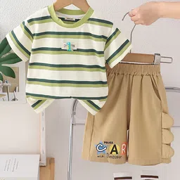 INCLUD Boys Striped Short Sleeves T-shirt With Shorts-image-84