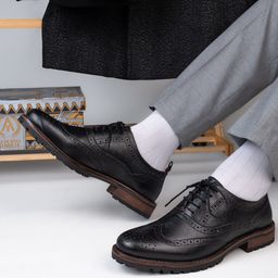 Alberto Torresi Men Textured Genuine Leather Brogues-image-10