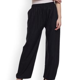 Castle Women Black Straight Solid Palazzos-image-14