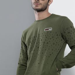The Indian Garage Co Men Olive Green Printed Sweatshirt-image-47