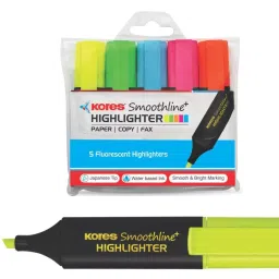 Kores Smoothline Plus Highlighter Yellow, Orange, Pink, Blue and Green (Set of 5)-9