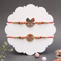Aapno Rajasthan Gold Handcrafted Casual Rakhi with Roli Chawal & Greetings Card-picture-2