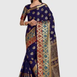 Mimosa Navy Woven Sarees With Blouse-image-43