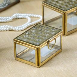 Home4U Gold Glass Small Kaori Antique Box-25