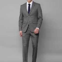 Louis Philippe Grey Slim Fit Checks Two Piece Suit-picture-42
