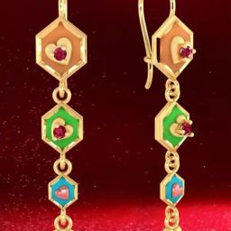 P.C. Chandra Jewellers 22KT Yellow Gold Earrings With Hexagonal Shapes And Heart Drop-image-57