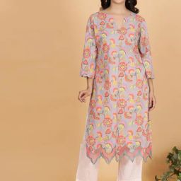 Spring Soul Grey Cotton Printed Kurta-image-43