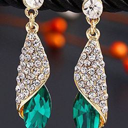 YouBella Gold-Plated Artificial Stones Studded Contemporary Shaped Drop Earrings-picture-21
