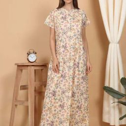 Sweet Dreams Cream Printed Nighty-image-6