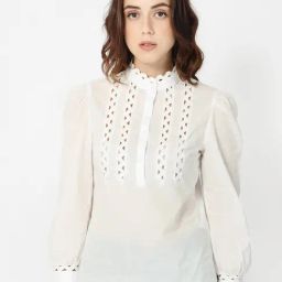 RAREISM Off White Cotton Solid Long Sleeves Top-picture-38