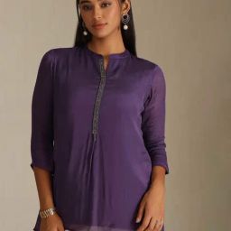 Soch Purple Viscose Blend Solid Top-image-93