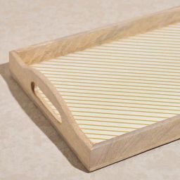 Westside Home Beige Stripe Printed Rectangular Tray image 3