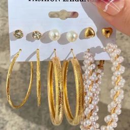 Karatcart Gold-Plated Set Of 6 And Fashion Hoop Earrings for Women - Set of 6-27