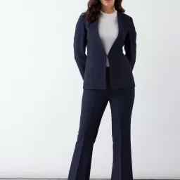 Powersutra Navy Plain Blazer With Trouser image 1