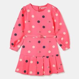Elle Girls Dark Pink Printed Full Sleeves Dress-image-53