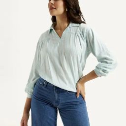 Levi's Light Blue Cotton Regular Fit Striped Top-image-44
