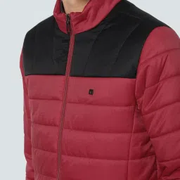 Louis Philippe Maroon Regular Fit Colour Block Jacket image 4