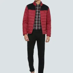 Louis Philippe Maroon Regular Fit Colour Block Jacket image 5