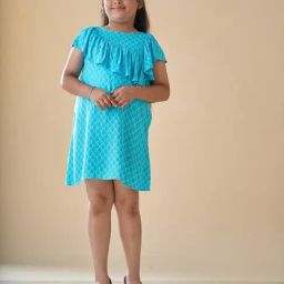 KidsDew Girls Sky Blue Printed Casual Dress-image-52