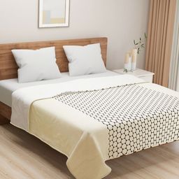 SWAYAM Cream-Coloured & Black Geometric AC Room 110 GSM Double Bed Dohar-23