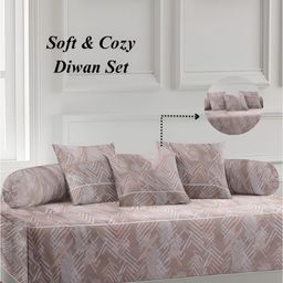 Aura 6-Pcs Brown Stripes Printed Diwan Set-39