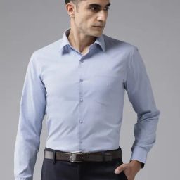 English Navy Blue Slim Fit Checks Shirts-image-90