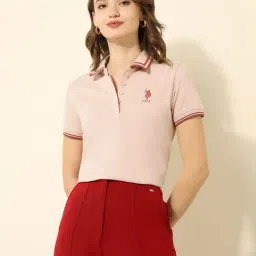U.S. Polo Assn. Pink Cotton Regular Fit Polo T-Shirt-picture-27