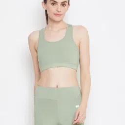 Clovia Sage Green Non Wired Padded Sports Bra-picture-1