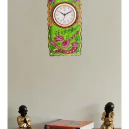 eCraftIndia Musical Instruments Embossed Colorful Wooden Handcrafted Wooden Wall Clock-0