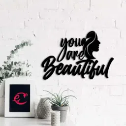 eCraftIndia 'You Are Beautiful' Black Engineered Wood Wall Art Cutout, Ready to Hang Home Decor-15