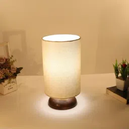 Homesake White & Brown Wood E27 Antique Base Table Lamp - Set of 1-28