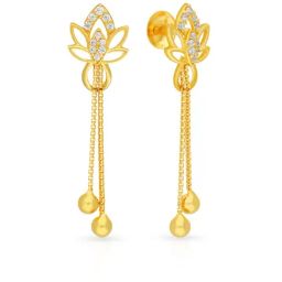 Malabar Gold and Diamonds 22k Yellow Gold Floral Earrings for Women-picture-38