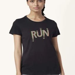 Ajile by Pantaloons Black Cotton Graphic Print Sports T-Shirt-image-17