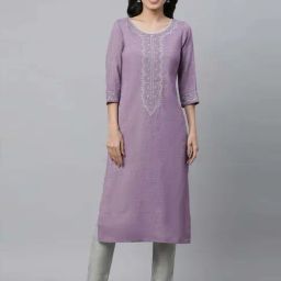 Aurelia Purple Embroidered Straight Kurta-image-86