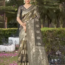 Monjolika Fashion Women's Coffee Brown Simar Silk Zari Woven Saree Unstiiched Blouse Piece-image-81
