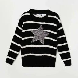 Fame Forever by Lifestyle Kids Black Striped Full Sleeves Sweater-image-27