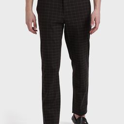 ColorPlus Men Black Checked Regular Trousers-image-44