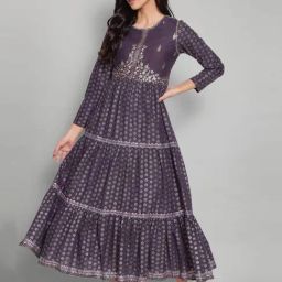 W Purple Cotton Embellished Maxi Dress-image-68
