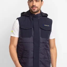 Spykar Blue Cotton Straight Fit Hooded Jacket-picture-44