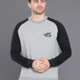 Club York Grey & Black Regular Fit Colour-Block Sweatshirt-36