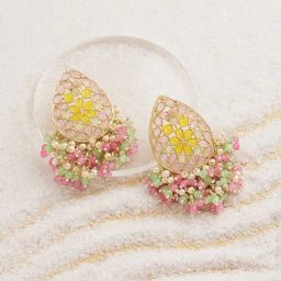 Zaveri Pearls Multicolor Stones Embellished Clustered Beads Drop Earrings-ZPFK15188-25