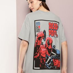 Kook N Keech Marvel Deadpool Printed Oversized Drop-Shoulder Sleeves Boxy T-shirt-image-86
