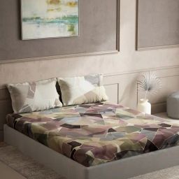 DDecor Abstract Brown 136 TC Cotton King Bedsheet with 2 Pillow Covers-image-21