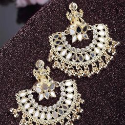Karatcart Gold-Plated Mata Laxmi Design Chand Bali Earrings for Women image 1