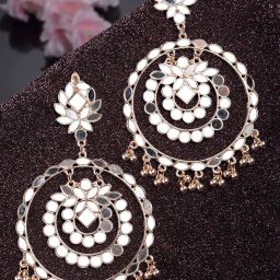 Karatcart Rose Gold-Plated Mirror Dangler Earrings for Women image 1