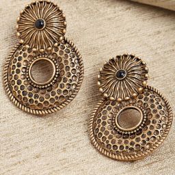 Karatcart Gold-Plated Textured Stud Earrings for Women image 1
