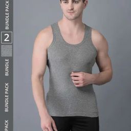 Dollar Bigboss Grey Cotton Regular Fit Vest - Pack Of 2-image-37