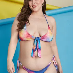 Curves By ZeroKaata Plus Size Printed Halter Beachwear Swim Bikini Set-picture-14