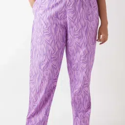 Bewakoof Purple Cotton Regular Fit Printed Plus Size Pyjamas-image-27